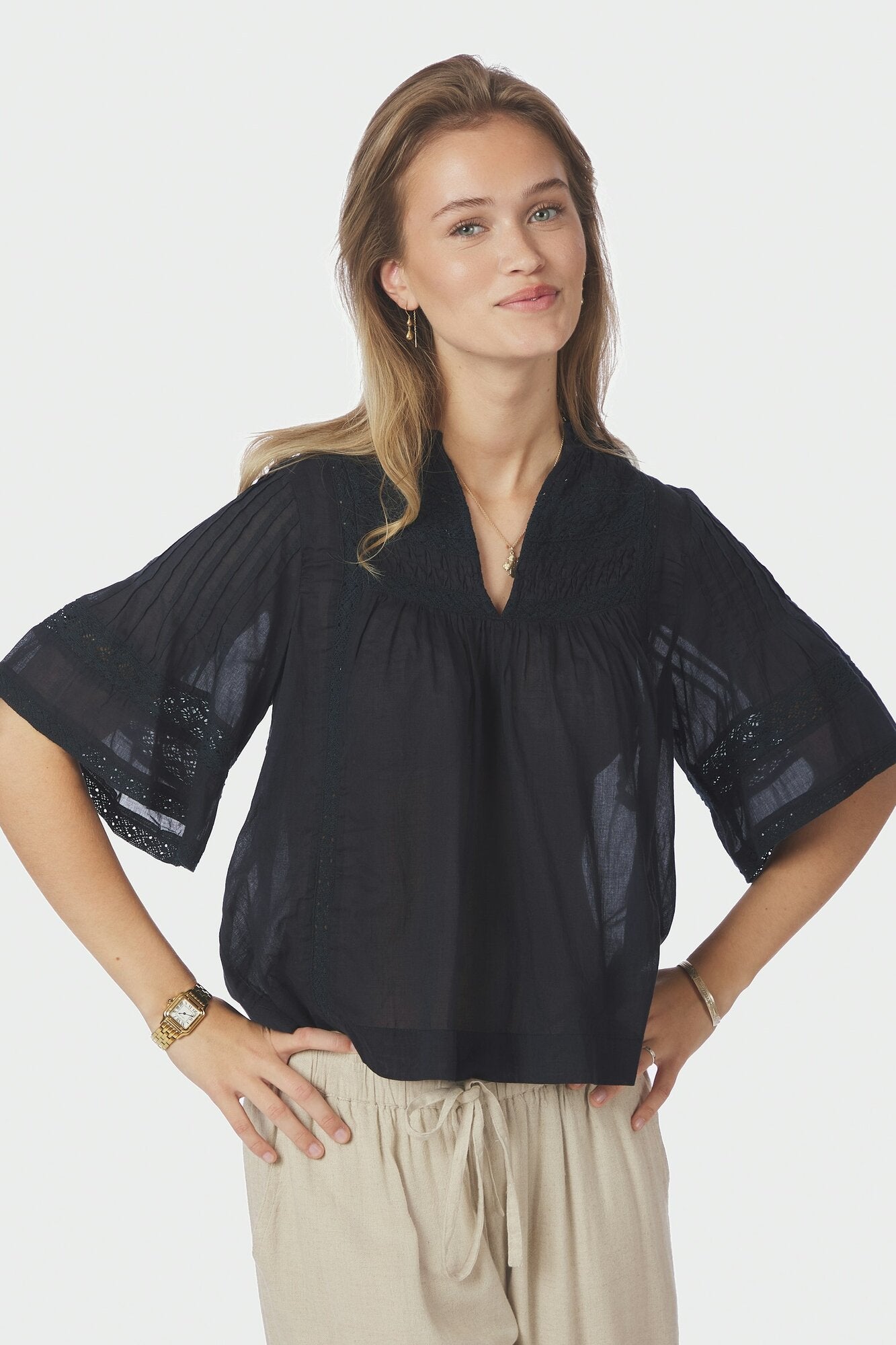 Siama S Voile top - Navy